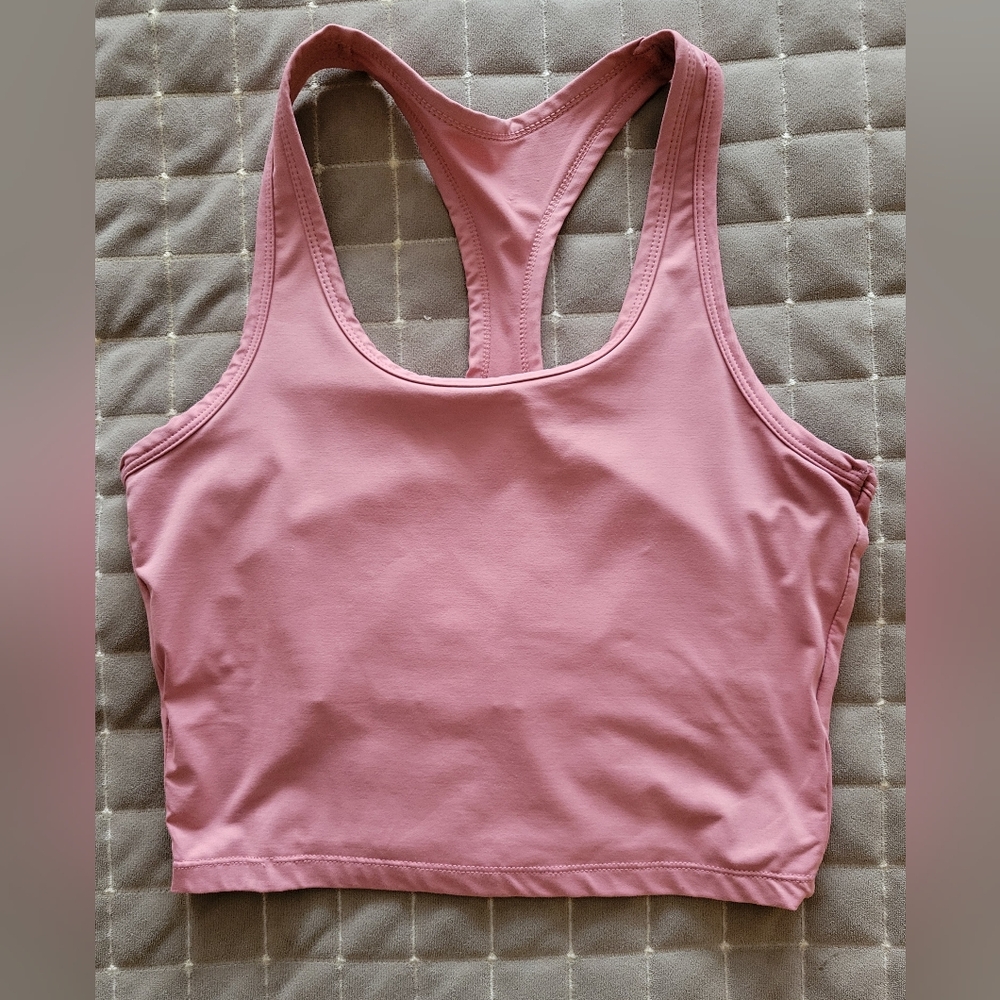 Women's Pink Racerback Crop W/ Sports Bra